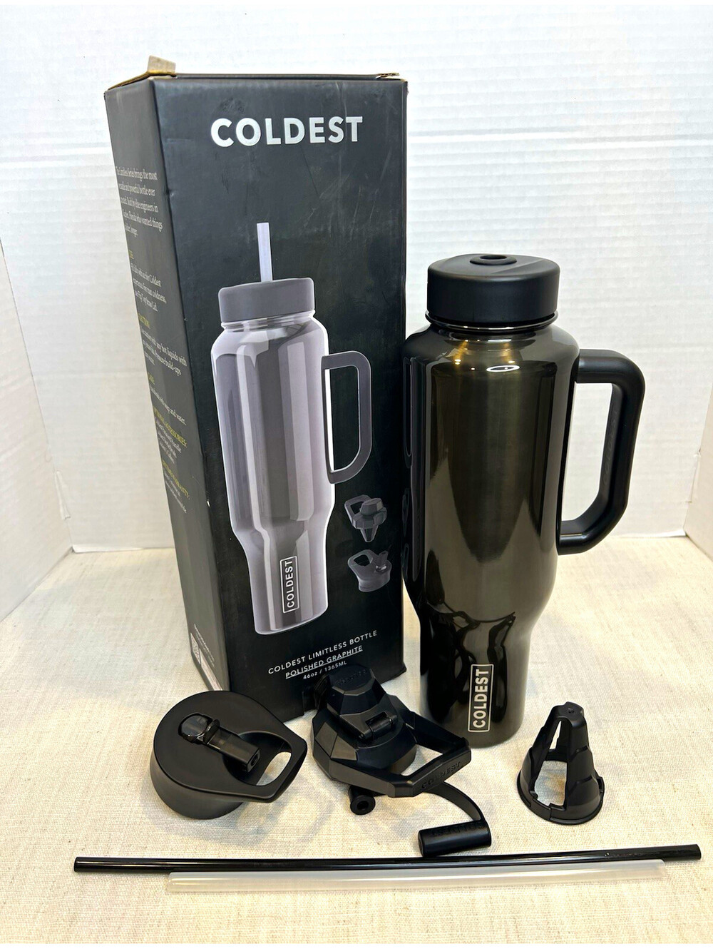 Coldest Limitless Bottle 46oz Polished Graphite Tumbler w/ Handle